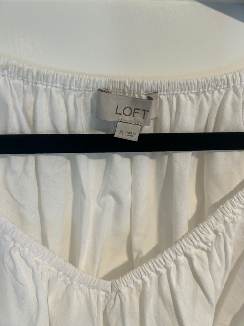 LOFT White Smocked Waist Peasant Top - Picture 2 of 4